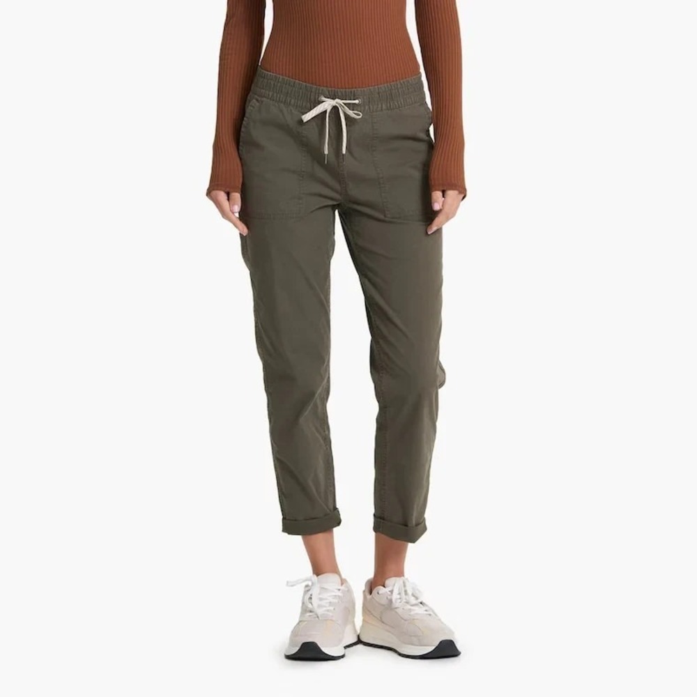 Vuori Vintage Ripstop Pant Womens XS Dark Oregano Stretch Organic Cotton Raw Hem